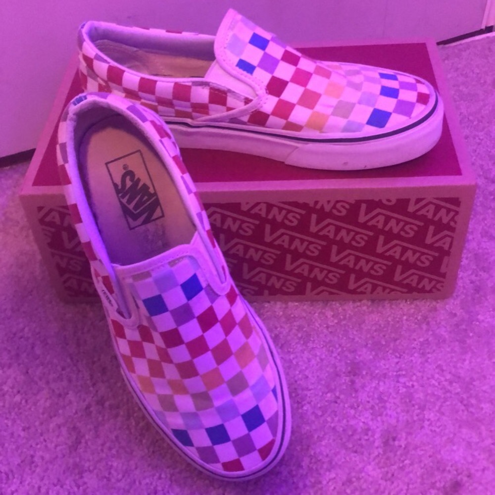 rainbow checkered VANS